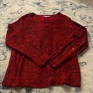 Time and Tru Red Women's Sweater with Sparkle